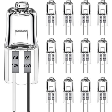 12 lampadine alogene G4 12V 20W 470LM, dimmerabili 2700K bianco caldo, alogene G4 per cappe da cucina, cucine, soggiorni, camere da letto, illuminazione di mobili e così via[Classe energetica C]