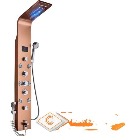 Panneau de Douche, Modes de Pulvérisation Multiples, Éclairage LED Intégré, Rose doré 8009 (1/2)