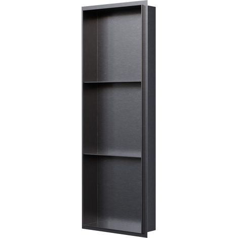 BERNSTEIN - Nicho de ducha sin bordes, estante de ducha de acero inoxidable - 30x90x10cm - NT309010X Gun metal Gunmetal