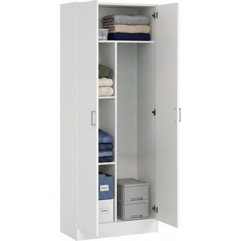 Soresina Mehrzweckschrank, 2 Türen, 3 Einlegeböden, 34,6x180h cm, Weiß