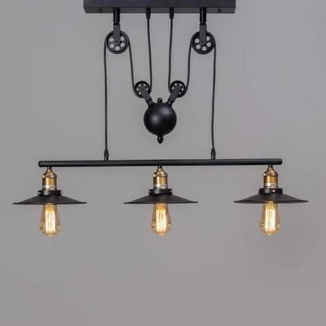 Lustre Suspension Industrielle en Métal Lampe Plafonnier Rétro 3 Lustre pour Café Bar Cuisine Restaurant (1/4)