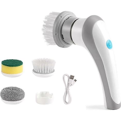 Brosse électrique rotative AURA pour salle de bain, baignoire et cuisine, brosse portable sans fil rechargeable avec 3 (1/5)