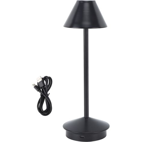 Ortviai Lampe de bureau sans fil en fer noir – 3 températures de lumière, gradation continue tactile, batterie intégrée 2000 mAh (1/5)
