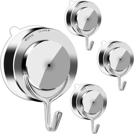 Juego de 4 ganchos para toallas con ventosa: ganchos de pared multiusos sin necesidad de taladrar para baño y cocina, ventosa con ganchos para ropa, toallero (1/4)