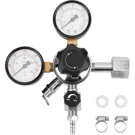 Régulateur de Pression de Fût, Régulateur de Co2 Bière, Double Manomètre W21.8 Réducteur de Pression pour Distributeurs Brassage de Bière Tireuse à Bière (1/5)