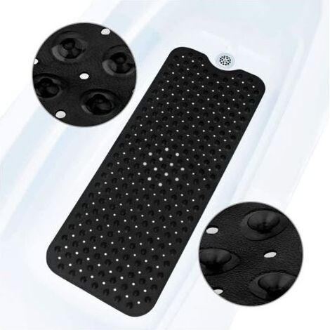 Tapis de Baignoire, 100x40cm Extra Long Antibactérien Tapis de Bain Antidérapant , Lavable en Machine Anti-moisissure Matériel de PVC Tapis Douche (1/5)