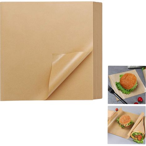 Papier de boucherie pour la restauration, 200 feuilles de papier d'emballage 8,7" x 8,7", papier d'emballage pour hamburgers, doublures de paniers alimentaires, papier d'emballage, papier ciré coloré
