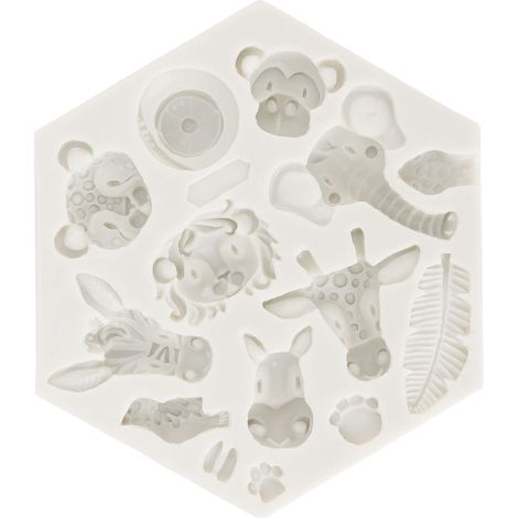 Stampo in silicone, stampo per torta a forma di animale della giungla, facile da staccare, flessibile, stampo da forno morbido, decorazione per torte fai da te, fondente, cioccolato (951 grigio) (1/5)