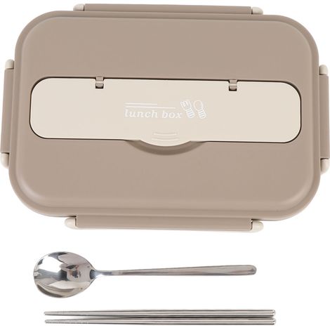 Boîte à déjeuner en acier inoxydable de 1000ml, légère, Portable, facile à nettoyer, récipient de stockage des aliments pour pique-nique scolaire marron (1/5)