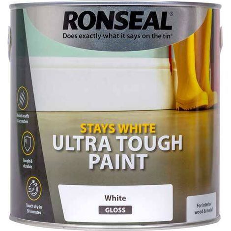 Ronseal Stays White Ultra Tough Paint - Gloss - 2.5 Litre (1/3)