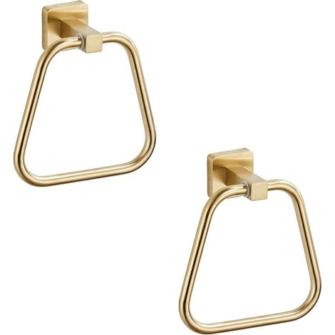 Lot de 2 anneaux porte-serviettes dorés brossés pour salle de bain, cuisine, salle de bain, support mural en acier inoxydable robuste (1/5)