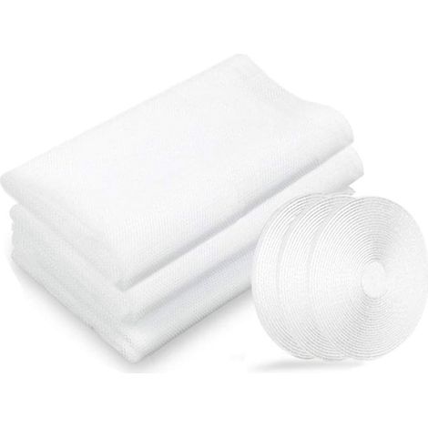 Zanzariera, zanzariere per finestre, 3 confezioni da 130 cm x 150 cm, protezione per finestre, insetti, zanzariera per finestre, con 3 rotoli di nastri adesivi, bianco- (1/5)