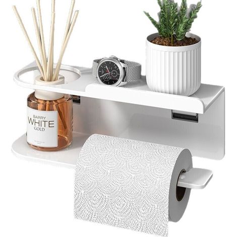 Porte-papier toilette sans perçage, porte-papier toilette autocollant, porte-papier toilette, porte-rouleau de papier toilette mural, support WC en acier inoxydable, porte-rouleau de papier toilette a (1/5)