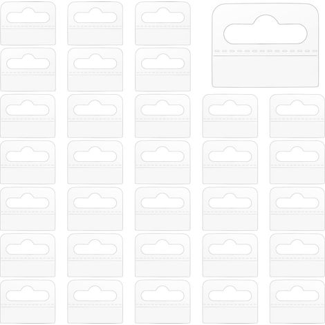 Lot de 200 crochets de suspension transparents auto-adhésifs avec trous fendus - Languettes de suspension transparentes - Pour articles de vente, magasin, vente au détail (4,5 x 3,5 cm) (1/5)