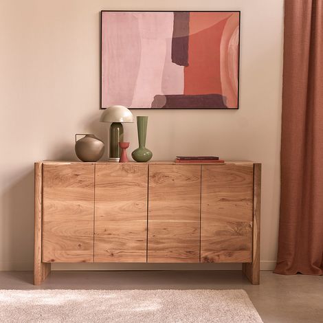 Buffet 4 portes en acacia massif 150 cm (1/5)