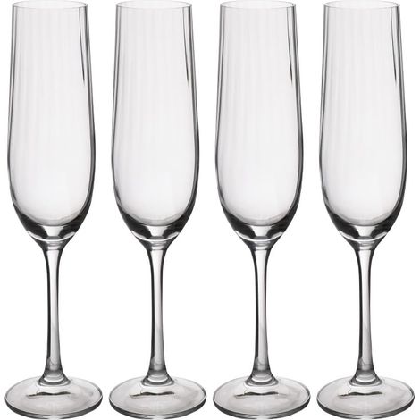 Verres à flûte en cristal, 190ml, lot de 4 sans plomb, flûtes à champagne avec effet ondulé pour les célébrations (1/5)