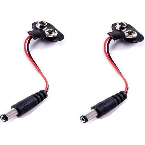 Connecteur Pile 9V - Lot de 2 - Cuir Et Cuivre - Prise DC 2,1x5,5mm - Pour Arduino Et LED (1/2)