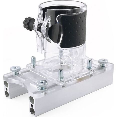 Kit Pro 2-en-1 pour Assemblages Invisibles : Gabarit de FraisTransparent + Capot + Fraise (Gabarit + Capot, PP+aluminium, transparent+noir) (1/5)