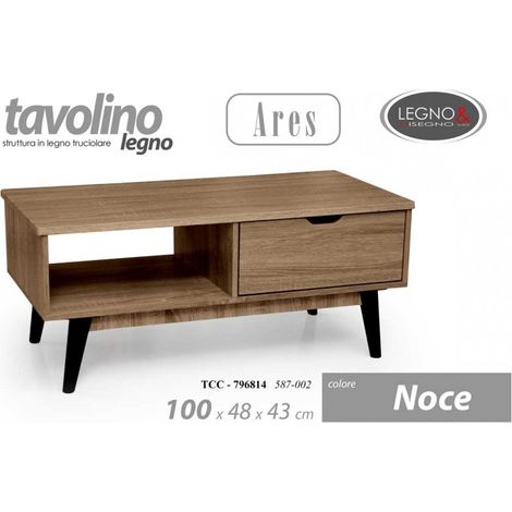 Tavolino salotto noce nero cm 100x 48 x 43 h con cassetto