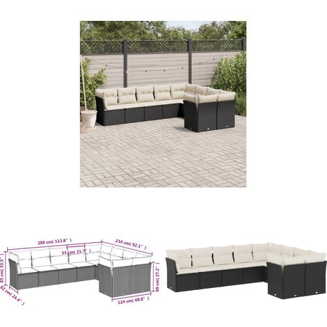 Salon de jardin 9 pcs avec coussins noir résine tressée - Ensemble Salon De Jardin - Mobilier De Jardin - Salon Extérieur - Canapé Jardin - Résine Tressée - Home & Living (1/3)