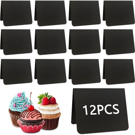 12 Mini etichette lavagna, per supporti da tavolo, piccole etichette lavagna per supporti da tavolo, etichette alimentari, prestampate (1/5)