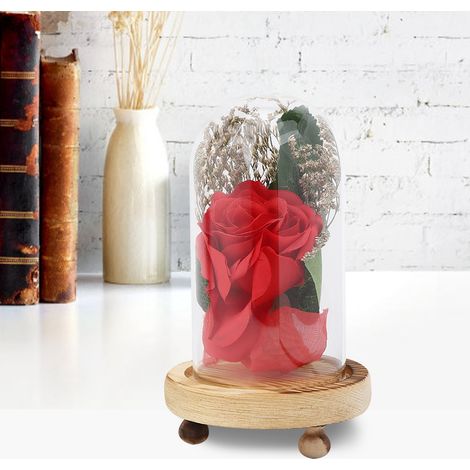 Rose artificielle sous verre, décoration florale idéale pour la Saint-Valentin et la décoration intérieure (1/5)