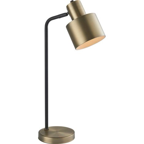 Lampada da tavolo operativa in ottone anticato opaco, nero opaco (1/5)
