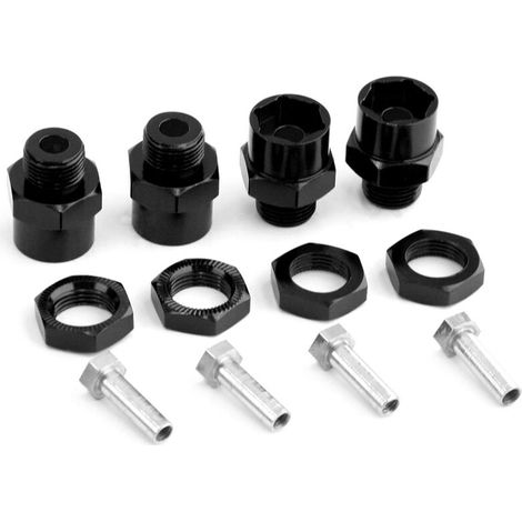 Adaptateur Hexagonal 12 Mm à 17 Moyeux Conversion Extension pour Voiture RC 1/10 4 Pièces Noir (1/4)