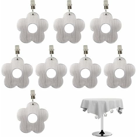 Pesas para manteles, pesas para manteles de acero inoxidable con pinzas para bodas, fiestas, picnics, interiores y exteriores, hogar, cocina (8 piezas) (1/5)
