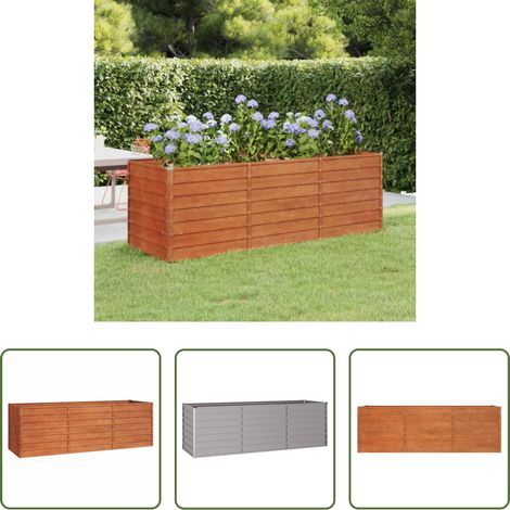 Cortenstahl - Hochbeet Rostig 240x80x77 cm Cortenstahl (1/5)