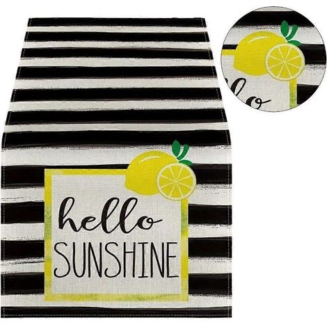 Chemin de table rayé citron tendance pour la cuisine, à monter soi-même