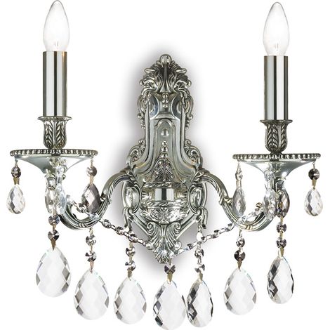 Applique Classica Gioconda Metallo-Cristallo Argento 2 Luci E14 (1/2)