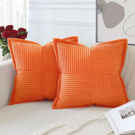 Set di 2 federe 45x45 cm,realizzate in morbido velluto a coste con motivo a croce,decorative per la casa,la camera da letto e il divano (1/5)