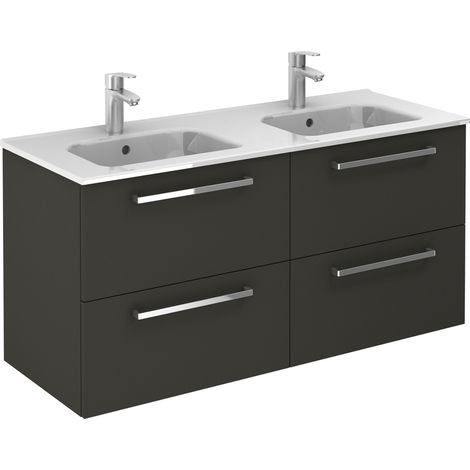 Meuble 4 tiroirs Ancoflash Color 2 avec plan céramique - Anconetti - Anthracite - 120cm (1/2)