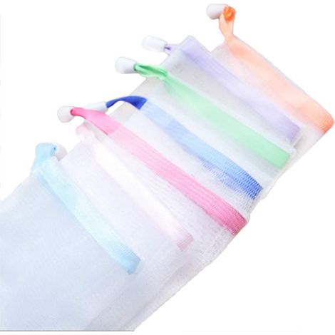 Sac à savon doux pour la douche, économiseur de poche à savon avec cordon de serrage pour mousser et sécher, accrocher