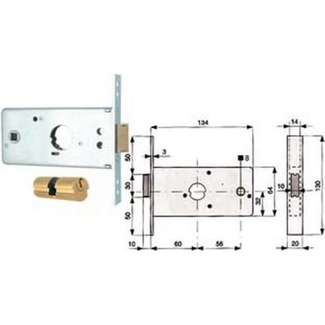 2PZ SERRATURA INFILARE FASCE CATEN. 1 MANDATA SCROCCO MM.64 H 288600 MM.60