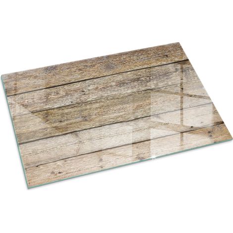 Glasbodenplatte für den Kamin Glas Unterlage Hitzeschutz für den Boden mit Dekorative Motiv Naturholzbretter 100x70 cm