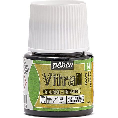 Peinture vitrail transparente - PEBEO - 45ml - Jaune transparent (1/5)