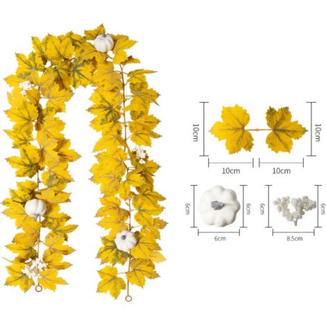 Guirlande Artificielle - Feuilles D'érable Simulées - Pour Porte Mur Extérieur Intérieur - 180 cm - Polyester Plastique - 1 Pièce (1/5)