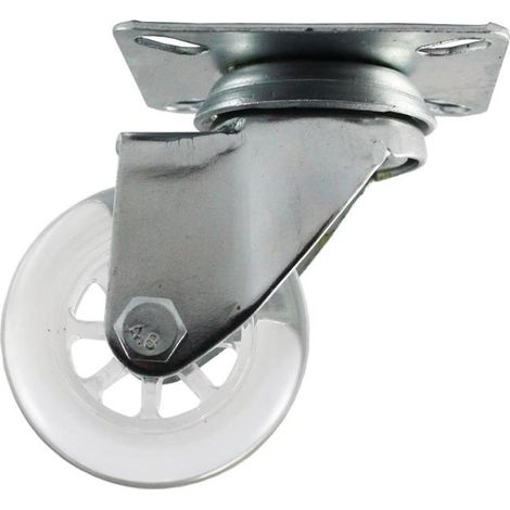 AMIG rueda policarbonato trans. 2570-50x18 r-23335 , Rueda policarbonato transparente Amig Modelo 2570 Con pletina metálica Peso máximo 50 kg. (1/2)