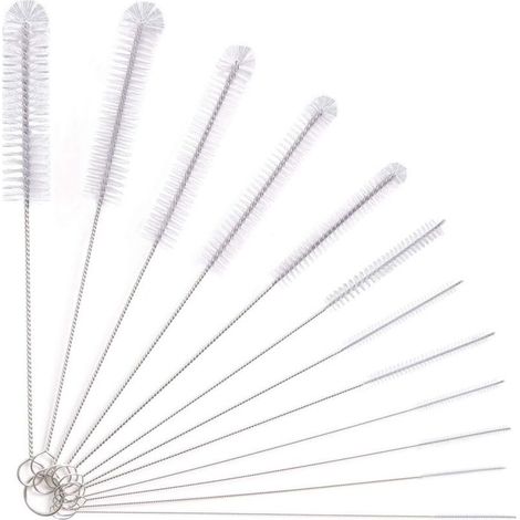 12 Brosses de Nettoyage pour Tubes, Bouteilles et TuyauxEnsemble Polyvalent avec Manches Longs et Poils Résistants (1/4)