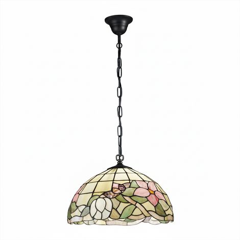 Sospensione Tiffany Vetro Multicolor Scuro 1 Luce E27
