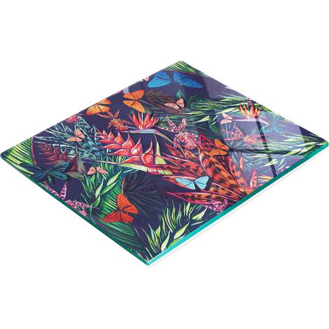 Tabla de servir de cristal para cocina con estampado vintage de la selva, 60x52 cm. (1/5)