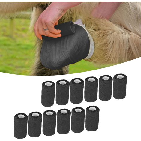 12 pièces/Vente de bandages pour sabots auto-adhésifs, fabriqués à la ferme, pour vaches laitières, en tissu non tissé, noirs. (1/5)
