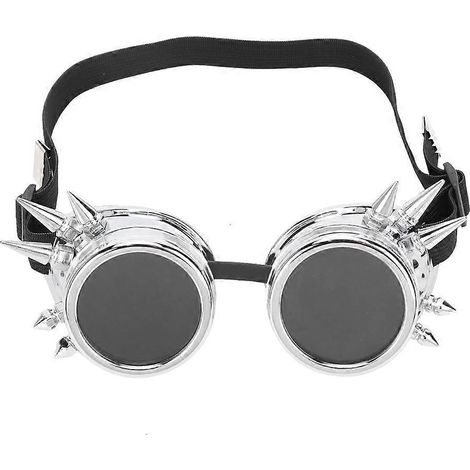 Lunettes de cyclisme uniques style steampunk vintage industriel à pointes 2024ABS, double couche, coupe-vent, argent brillant