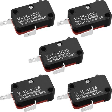 5pcs V-15-1C25 2 Pin Limit Micro Switch Instant Button Switch SPDT Quick Action Micro Switch Suitable for Electrical and Electronic Equipment (1/5)