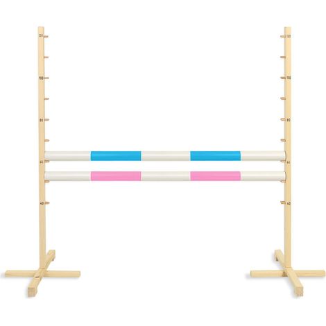 Sprunghindernis für Steckenpferde, 120 cm, zwei Balken – hellblau und hellrosa (1/5)