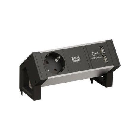 Bachmann DESK 2 ALU Schwarz Steckdosenleiste Aluminium