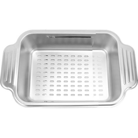 Égouttoir à vaisselle extensible en acier inoxydable, à poser sur l'évier, avec panier et étagère pour le plan de travail de la cuisine (1/5)
