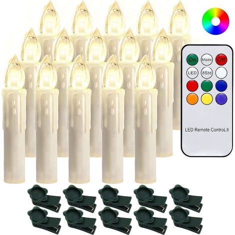 Lot de 40 bougies décoratives LED, QttvbTna, 10 x 1,8 cm, couleur crème (1/4)